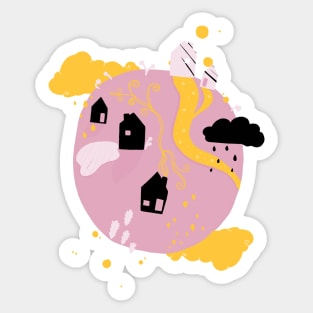 Pink planet Sticker